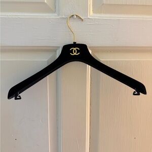 CHANEL Black Velvet Hanger with Gold Logo